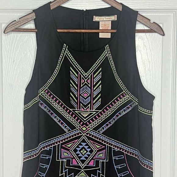 Flying Tomato Multicolor Embroidered Aztec Sleeveless Mini Dress Size‎ Large - Picture 3 of 10